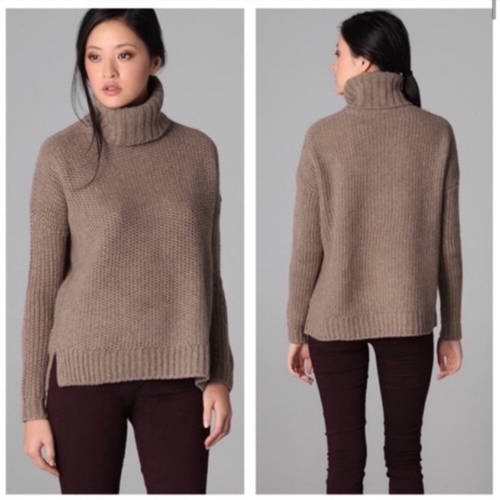 Vince Yak Wool Turtleneck Sweater in Taupe